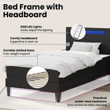 Bed Frame with LED Strip Lights Black 90 x 190 cm Faux Leather - Extra Image