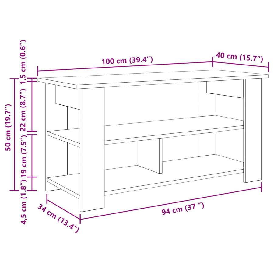 TV stand White 100 x 40 x 50 cm
