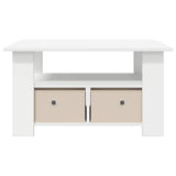 Coffee Table with Drawer White 77 x 55 x 42 cm Engineered Wood - 45-Degree Angle
