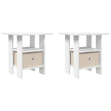 Bedside Table 2 pcs White 41 x 40 x 45 cm Engineered Wood - Front View
