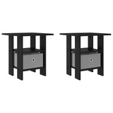 Bedside Table 2 pcs Black Oak 41 x 40 x 45 cm Engineered Wood - Front View
