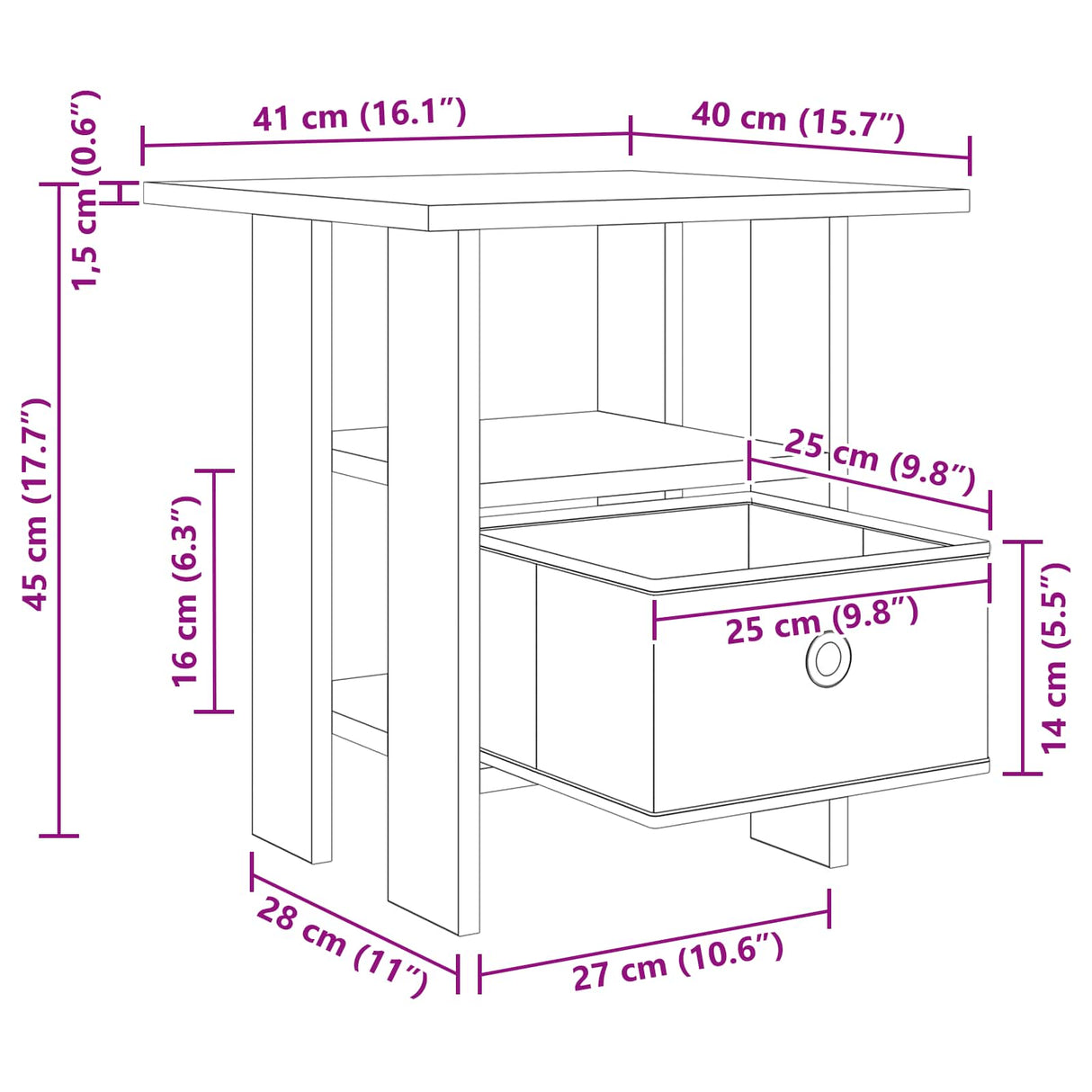 Bedside Table 2 pcs Black Oak 41 x 40 x 45 cm Engineered Wood