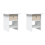 Bedside Table 2 pcs White 41 x 40 x 45 cm Engineered Wood - Front View