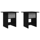Bedside Table 2 pcs Black Oak 41 x 40 x 45 cm Engineered Wood