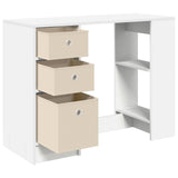 Desk with Drawer White 100 x 40 x 75 cm Engineered Wood - 45-Degree Angle