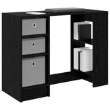 Desk with Drawer Black Oak 100 x 40 x 75 cm Engineered Wood - Side View