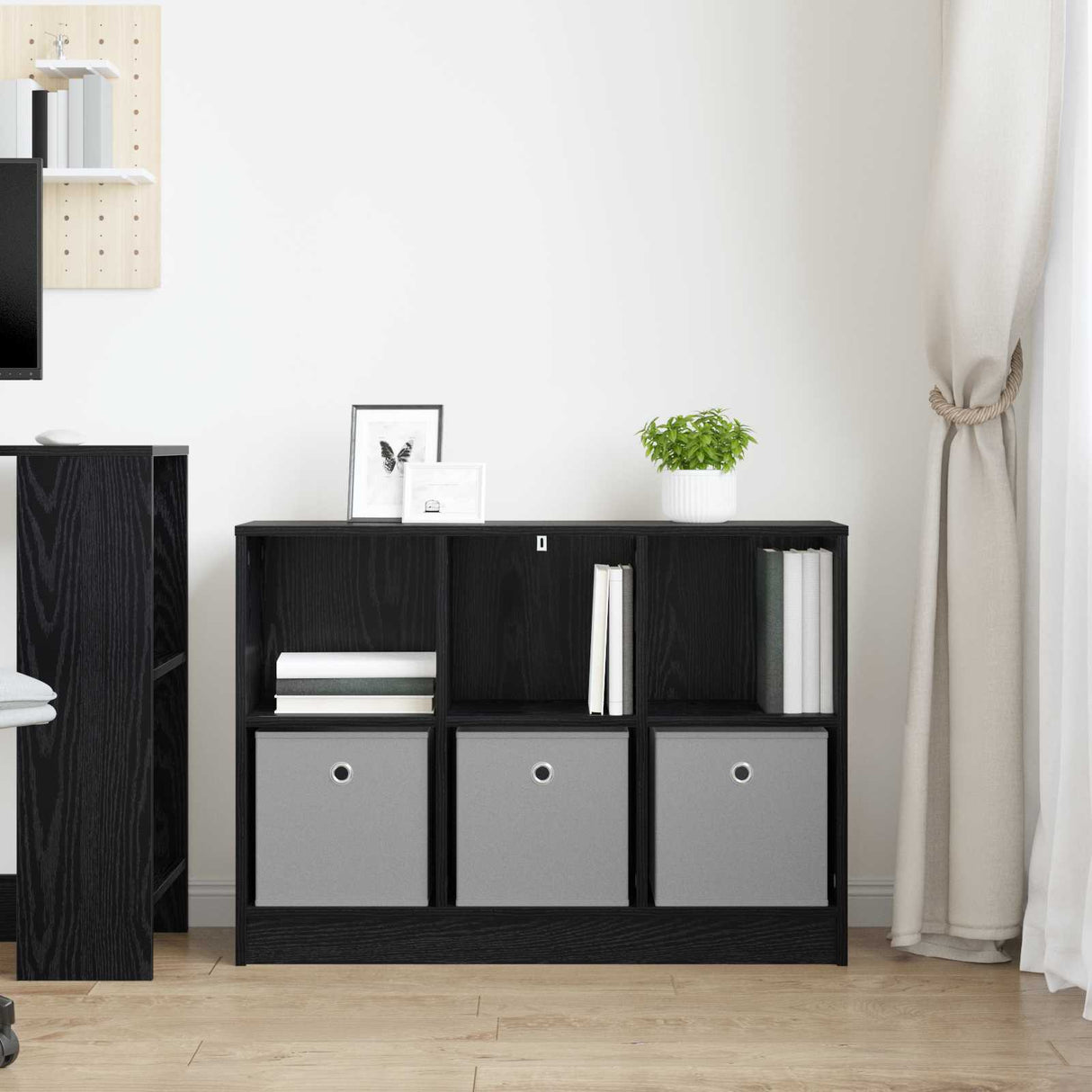 Sideboard with Drawer Black Oak 88.5 x 27.5 x 63.5 cm