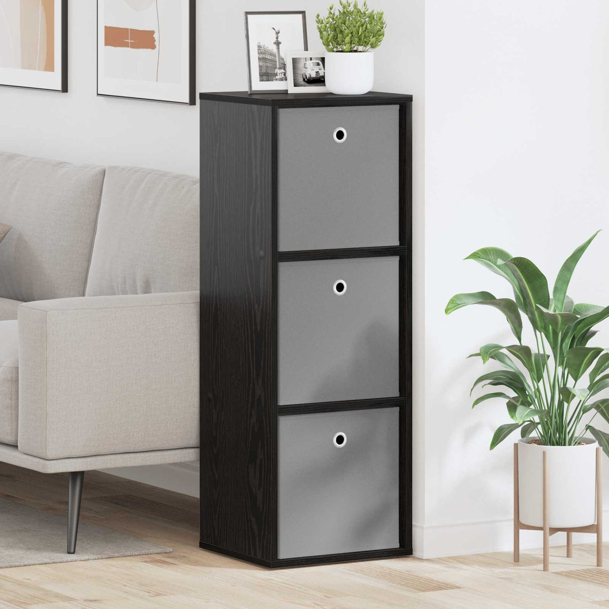 Sideboard with Drawer Black Oak 35 x 32 x 99.5 cm