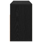 Lowboard with Drawer Black Oak 72 x 22.5 x 38 cm - Close-Up Angle