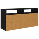 Lowboard with Drawer Black Oak 87 x 27.5 x 43 cm - Low Angle