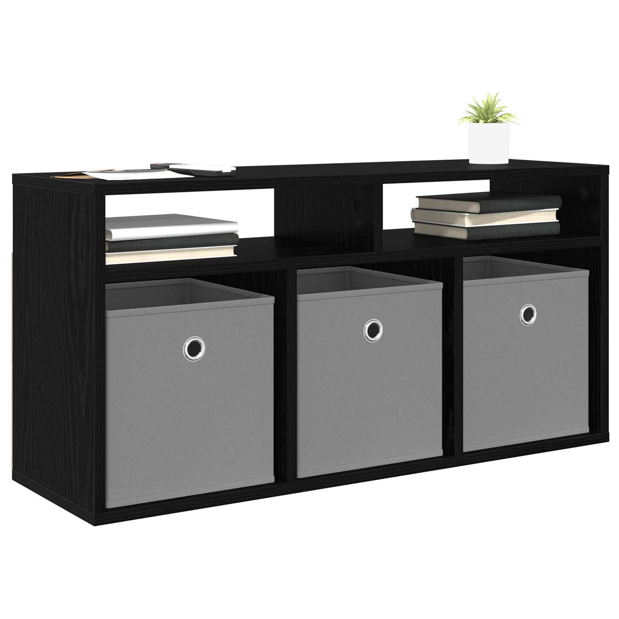 Lowboard with Drawer Black Oak 87 x 27.5 x 43 cm