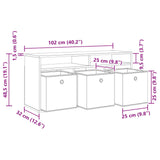 Lowboard with Drawer White 102 x 32 x 48.5 cm