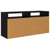 Lowboard with Drawer Black Oak 102 x 32 x 48.5 cm - Low Angle