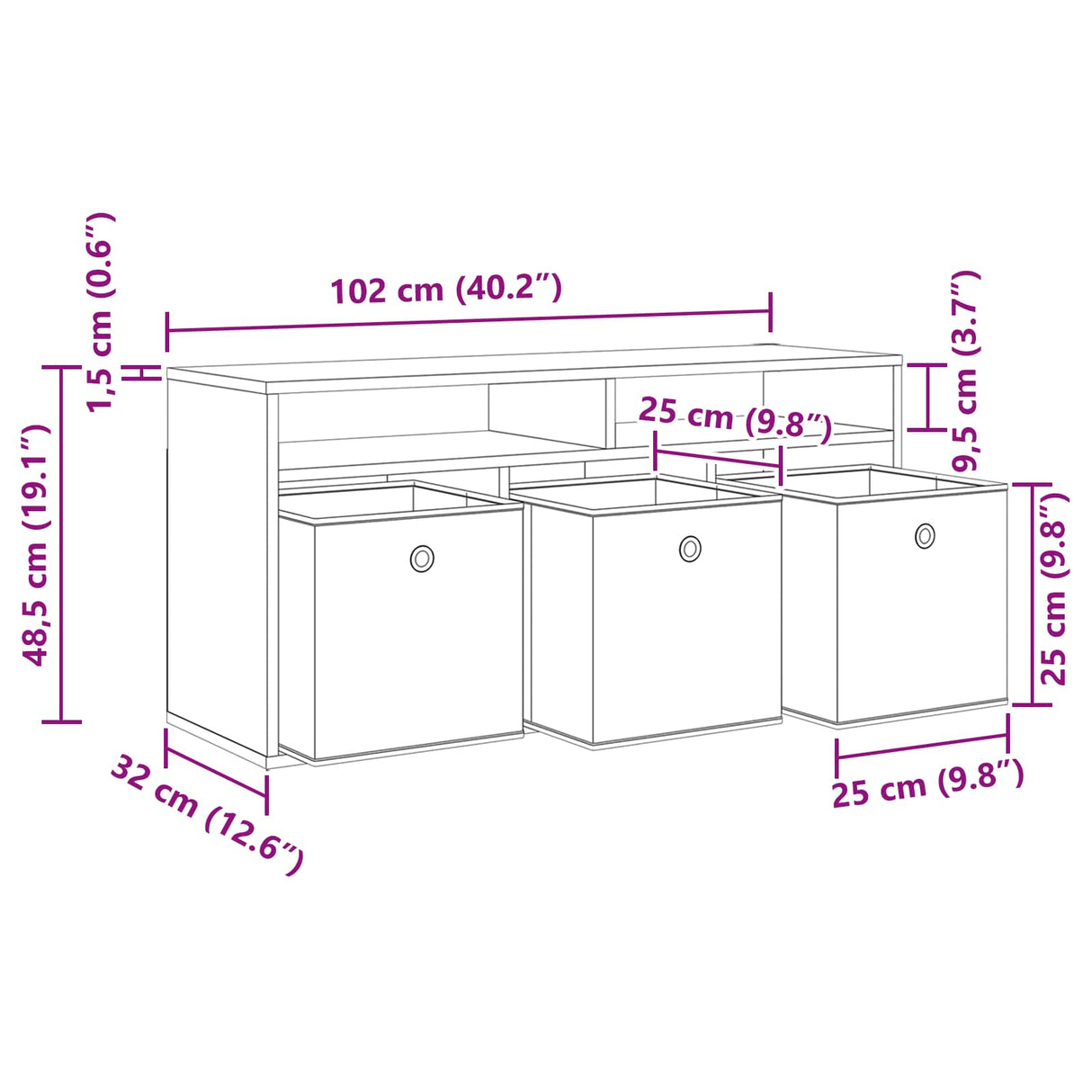 Lowboard with Drawer Black Oak 102 x 32 x 48.5 cm