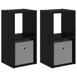 Bedside Table with Drawer 2 pcs Black Oak 25.5 x 22 x 49.5 cm - Front View