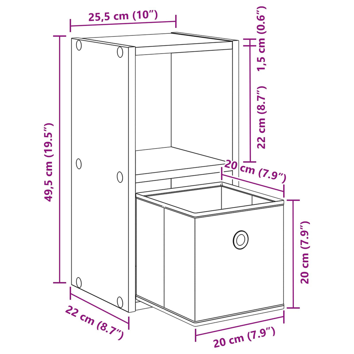 Bedside Table with Drawer 2 pcs Black Oak 25.5 x 22 x 49.5 cm