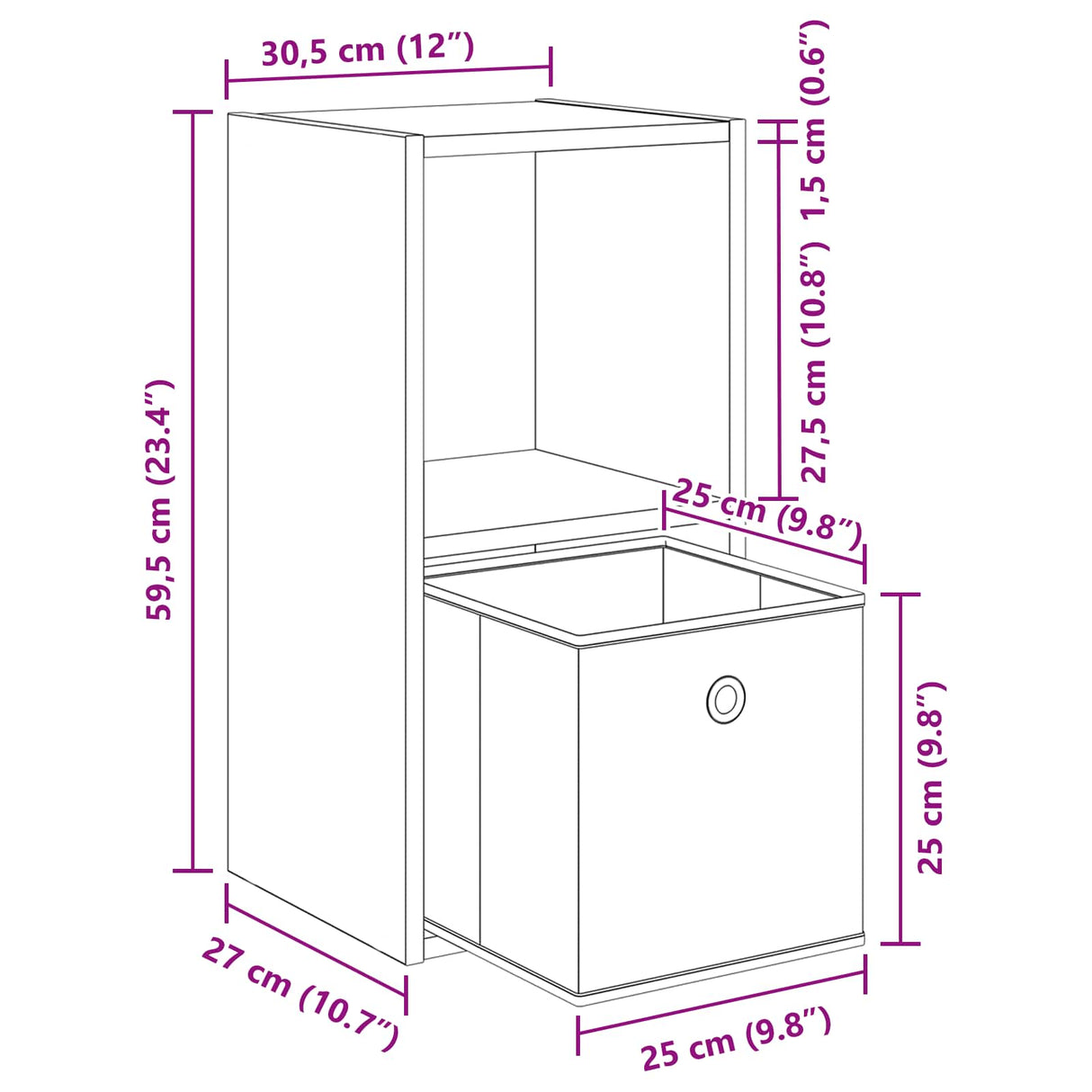 Bedside Table 2 pcs White 30.5 x 27 x 59.5 cm Engineered Wood