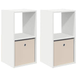 Bedside Table 2 pcs White 35 x 32 x 68.5 cm Engineered Wood - Front View