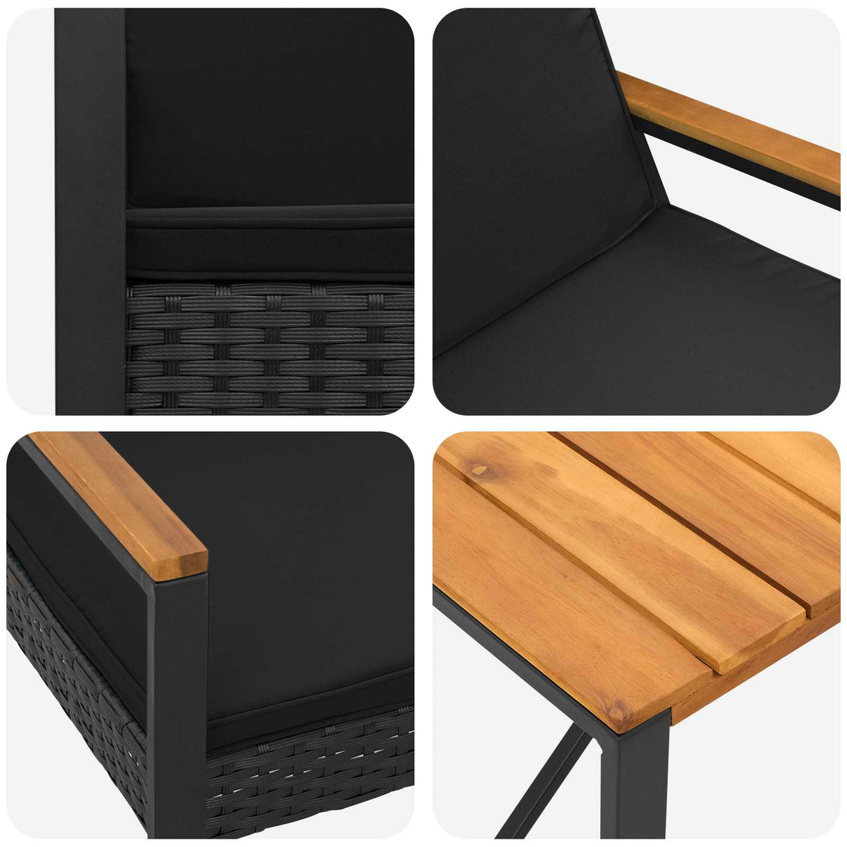 Outdoor Furniture Set with Cushion 4 pcs Black Poly Rattan