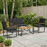 Outdoor Furniture Set with Cushion 4 pcs Black Poly Rattan