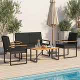 Outdoor Furniture Set with Cushion 4 pcs Black Poly Rattan - Side View