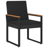 Outdoor Furniture Set with Cushion 4 pcs Black Poly Rattan - 45-Degree Angle