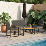 Outdoor Furniture Set 4 pcs Grey and Dark Grey Poly Rattan