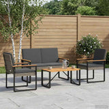 Outdoor Furniture Set 4 pcs Grey and Dark Grey Poly Rattan