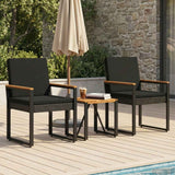 Outdoor Furniture Set with Cushion 3 pcs Black Poly Rattan - Side View