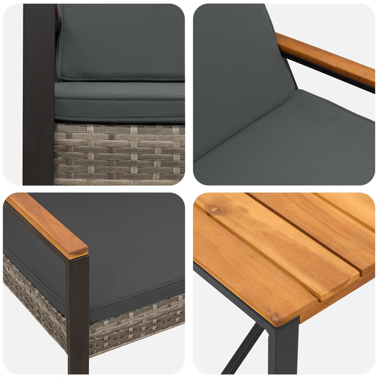 Outdoor Furniture Set 3 pcs Grey and Dark Grey Poly Rattan