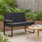 Outdoor Bench with Cushion Black 107 x 61 x 80 cm Poly Rattan