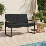 Outdoor Bench with Cushion Black 107 x 61 x 80 cm Poly Rattan - Side View