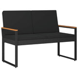 Outdoor Bench with Cushion Black 107 x 61 x 80 cm Poly Rattan