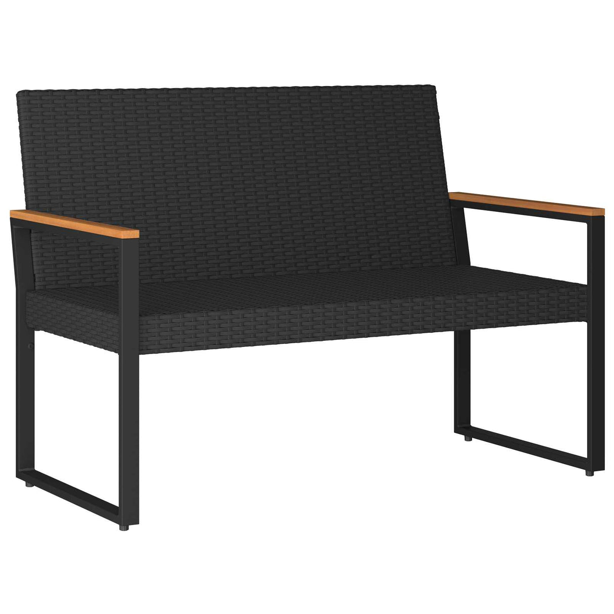Outdoor Bench with Cushion Black 107 x 61 x 80 cm Poly Rattan