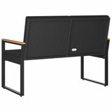 Outdoor Bench with Cushion Black 107 x 61 x 80 cm Poly Rattan - Close-Up Angle
