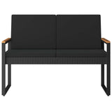 Outdoor Bench with Cushion Black 107 x 61 x 80 cm Poly Rattan