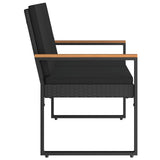 Outdoor Bench with Cushion Black 107 x 61 x 80 cm Poly Rattan