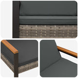 Outdoor Bench Grey and Dark Grey 107 x 61 x 80 cm Poly Rattan - Low Angle