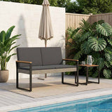 Outdoor Bench Grey and Dark Grey 107 x 61 x 80 cm Poly Rattan