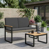 Outdoor Bench Grey and Dark Grey 107 x 61 x 80 cm Poly Rattan