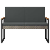 Outdoor Bench Grey and Dark Grey 107 x 61 x 80 cm Poly Rattan