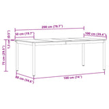 Dining Tables 200 x 100 x 75 cm Engineered Wood Rectangular - Low Angle