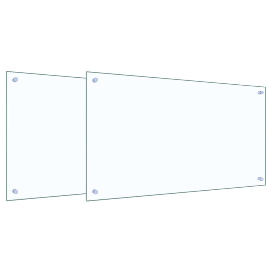 Kitchen Backsplash 2 pcs Transparent 90 x 50 cm Tempered Glass