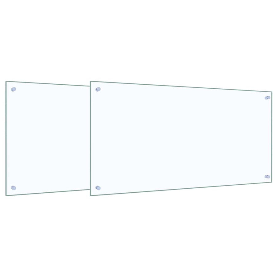 Kitchen Backsplash 2 pcs Transparent 100 x 50 cm Tempered Glass