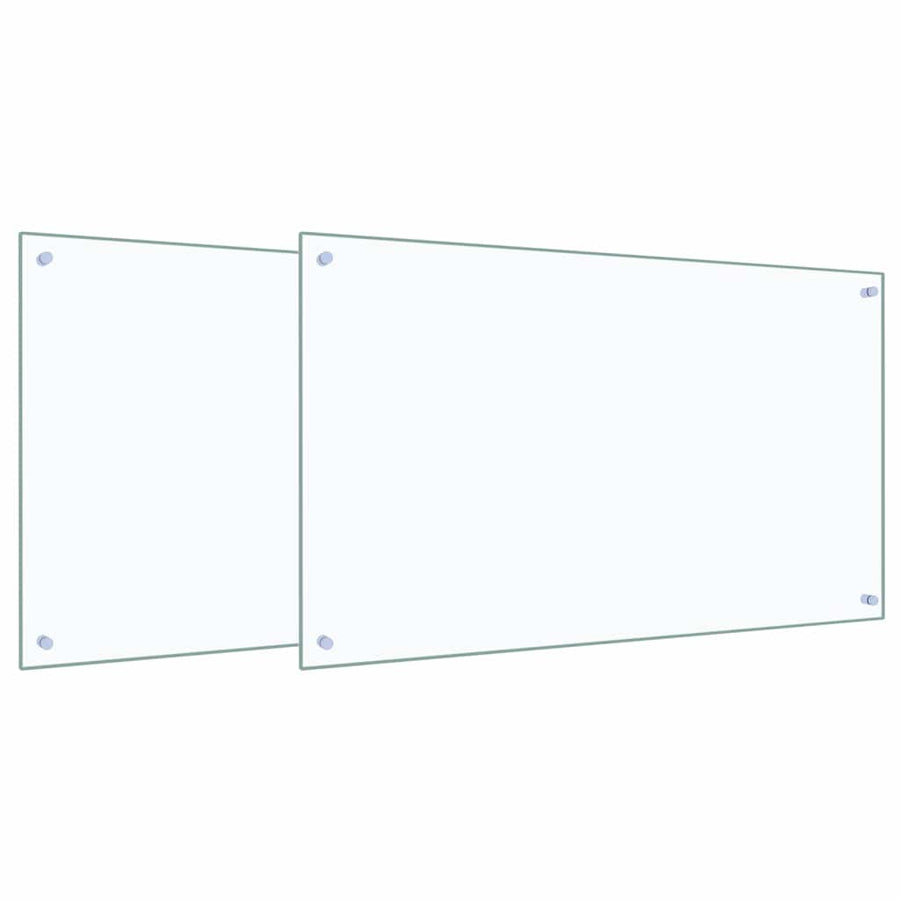 Kitchen Backsplash 2 pcs Transparent 100 x 60 cm Tempered Glass