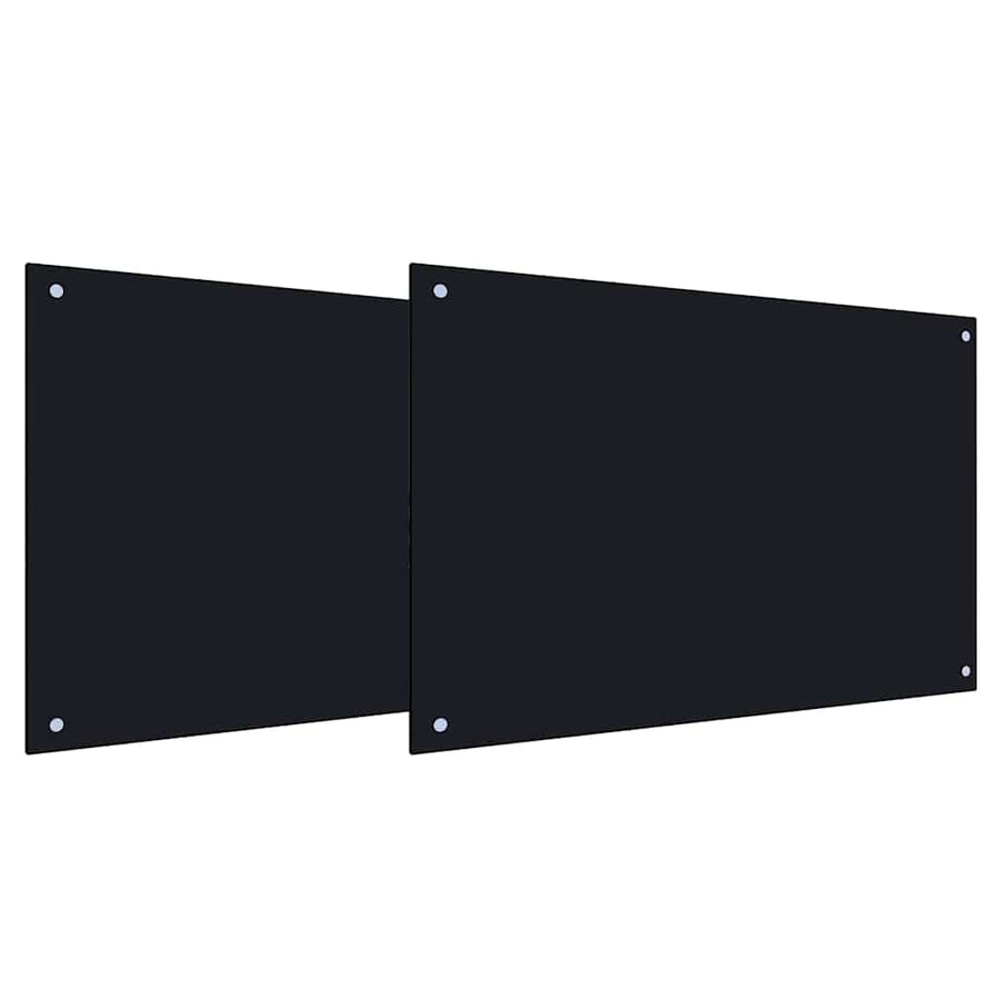 Kitchen Backsplash 2 pcs Black 90 x 50 cm Tempered Glass
