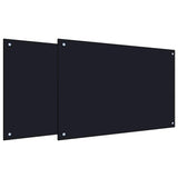 Kitchen Backsplash 2 pcs Black 90 x 60 cm Tempered Glass - Front View