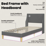 Bed Frame with Headboard Dark Grey 90 x 190 cm Velvet - Close-Up Angle