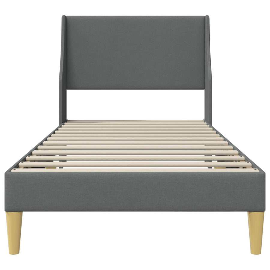 Bed Frame with Headboard Dark Grey 90 x 190 cm Fabric