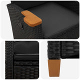 reclining chair with tea plate Black 62 x 64 x 112 cm